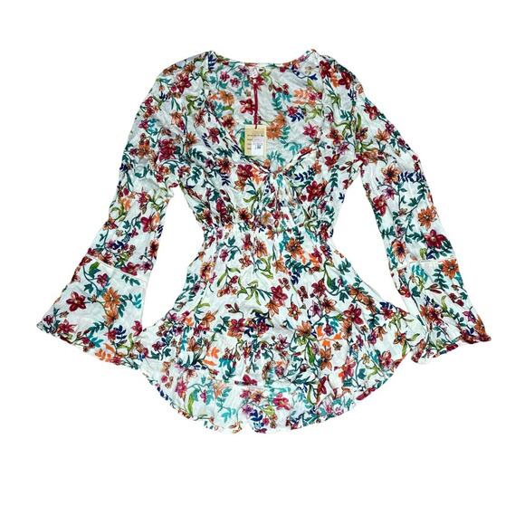 Anthropologie RAGA My Paradise Floral Tie Romper Women’s Sz M NWT - Picture 2 of 9